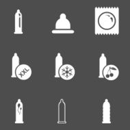 Vector Set of Condom Icons Types Condoms N5