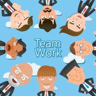 Business corporation forming a circle of head character
