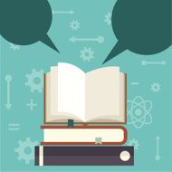 Open book background with speech bubbles N2