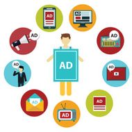 Advertising design concept set media and guerrilla marketing