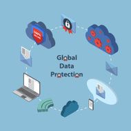 Flat 3d web isometric online safety data protection N5