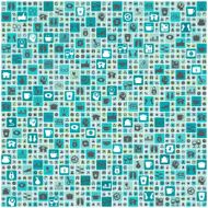Wallpaper design with universal icons in square tiles pattern v N2
