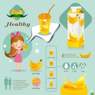 Banana juice infographics vector illustration