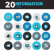 Blue flat round button information icons