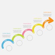 Colorful Timeline Infographic upwards arrow circles text Template Flat