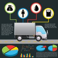 An infochart of a delivery van