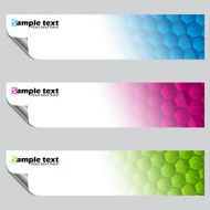 Banner set with peeled corners