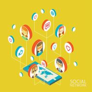 Conceptual image with social networks Flat isometry N13