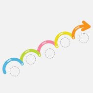 Colorful Timeline Infographic upwards arrow with screw circles Template Flat