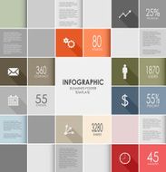 Squares colorful info graphic template