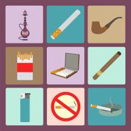 Smoking and accessories icons set N3
