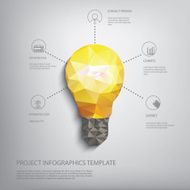Colorful low polygonal light bulb concept symbol of creativity Suitable