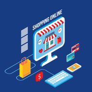 Flat 3d isometric design Shopping online Successful business e-commerce concept N3
