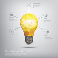 Colorful low polygonal light bulb concept symbol of creativity Suitable N2