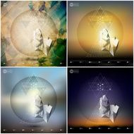 Abstract 3D pyramids Infographic templates set for business or science N3