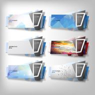 Big Infographic banners set origami styled vector N5