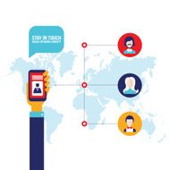 Businessman holding smart phone with icons Social network communication concept N3