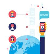 Businessman holding smart phone with icons Social network communication concept N4