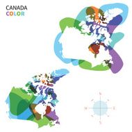 Abstract vector color map of Canada with transparent paint effect