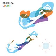 Abstract vector color map of Bermuda with transparent paint effect