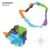 Abstract vector color map of Zimbabwe with transparent paint effect