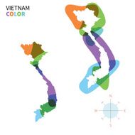 Abstract vector color map of Vietnam with transparent paint effect