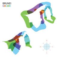 Abstract vector color map of Brunei with transparent paint effect