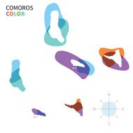 Abstract vector color map of Comoros with transparent paint effect