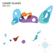 Abstract vector color map of Canary Islands with transparent paint