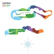 Abstract vector color map of Gambia with transparent paint effect