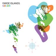 Abstract vector color map of Faroe Islands with transparent paint