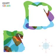 Abstract vector color map of Egypt with transparent paint effect