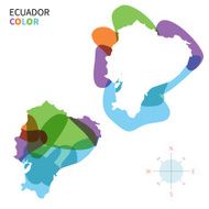 Abstract vector color map of Ecuador with transparent paint effect