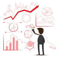 cartoon businessman writing chart