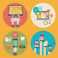 Vector set of flat design concept icons for blogging web