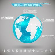 Abstract Infographics Global Communication with Icons Planet Earth Sphere Ball