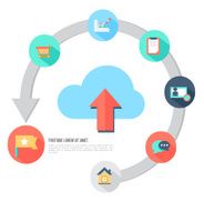 Arrow circle with modern flat icons