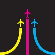 colorful airplanes vector icon