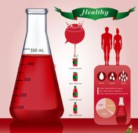 Test-tube with red liquid infographics - Illustration