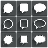 Speech bubble icons Think cloud symbols Vector N2