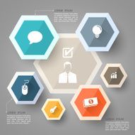 Hexagon group template with icons