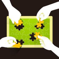 flat design illustration concept of teamwork