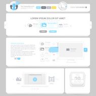 Flat Website template with navigation elements and icons