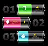 Battery icons banner with long shadows