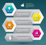 Hexagons banner options with icons long shadows