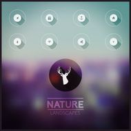 Vector blurred natural landscape Icons (long shadow) on blurry