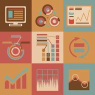 Retro flat business infographics Icons vector N2
