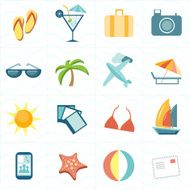 Flat travel icon set N2