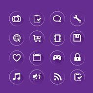White icon on purple background