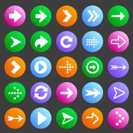 Flat and round arrow icons